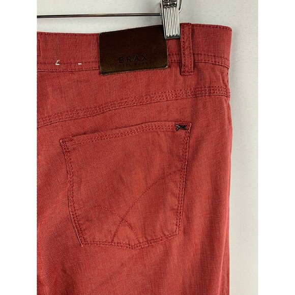 Brax Mens Cooper Fancy Regular Fit Red Pants - Picture 5 of 8